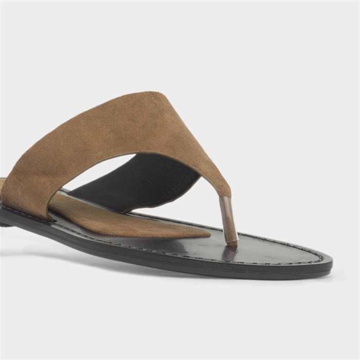 Oriana Womens Taupe Flat Sandal