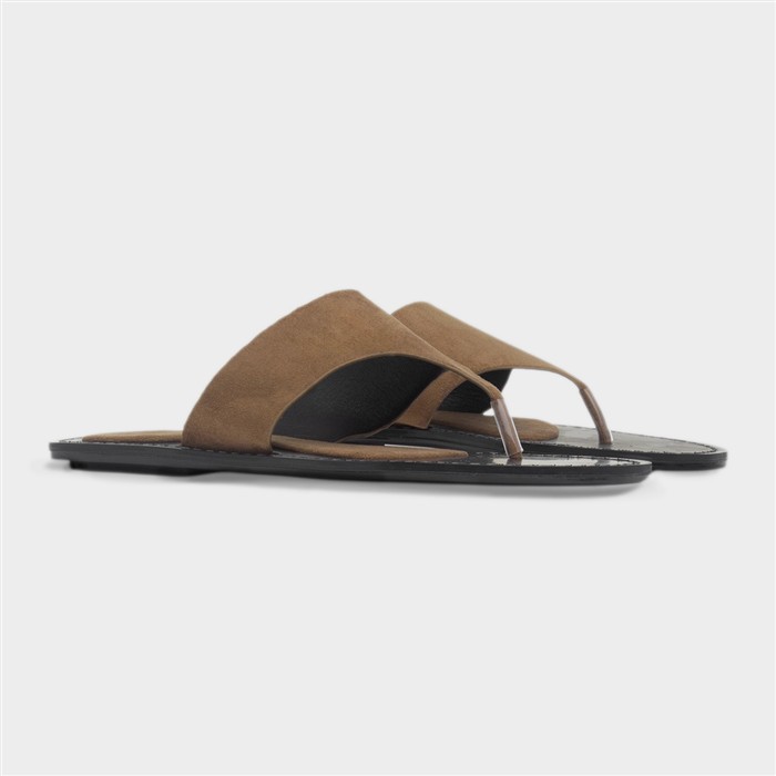 Oriana Womens Taupe Flat Sandal