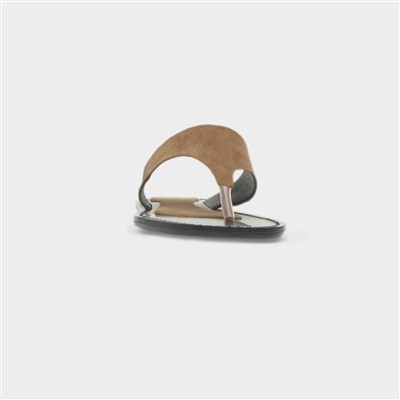 Oriana Womens Taupe Flat Sandal