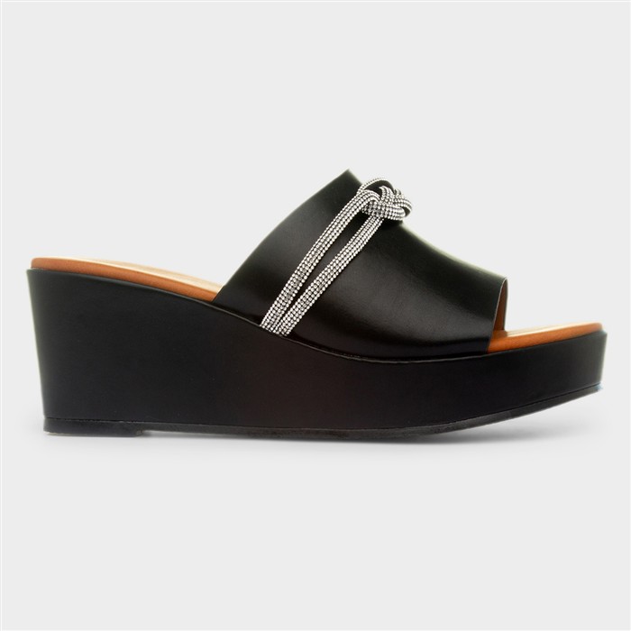 Sasha Womens Black Wedge Sandal