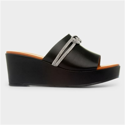 Sasha Womens Black Wedge Sandal