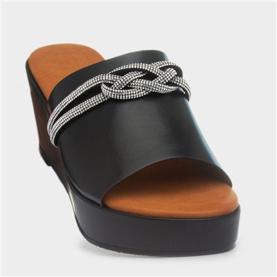 Sasha Womens Black Wedge Sandal