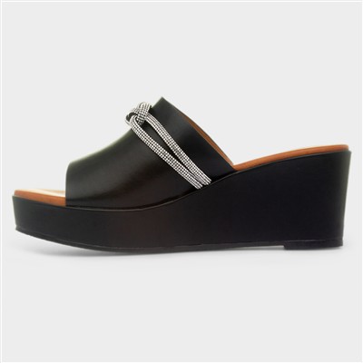 Sasha Womens Black Wedge Sandal