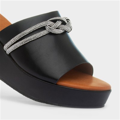 Sasha Womens Black Wedge Sandal