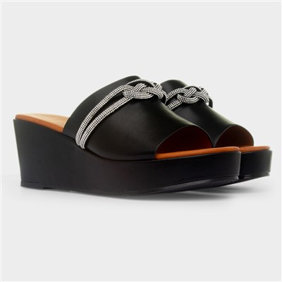 Sasha Womens Black Wedge Sandal