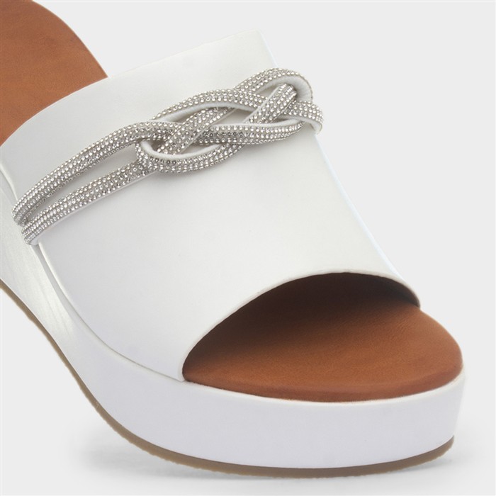 Sasha Womens White Wedge Sandal