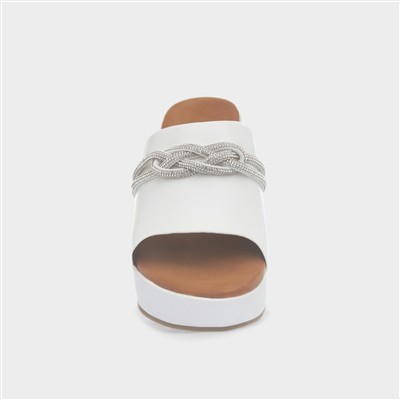 Sasha Womens White Wedge Sandal