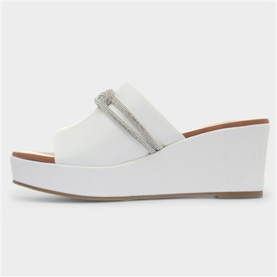 Sasha Womens White Wedge Sandal