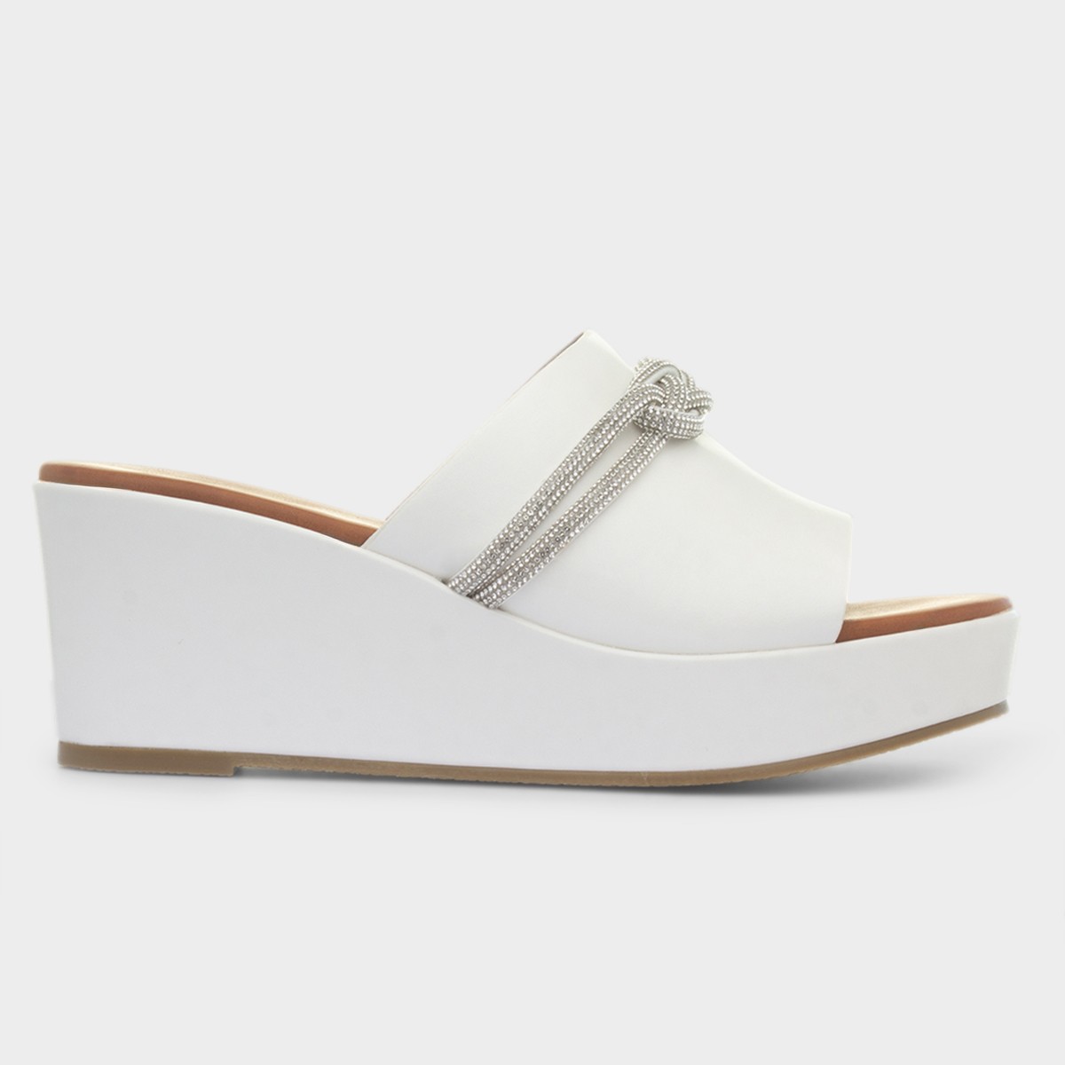 Sasha Womens White Wedge Sandal
