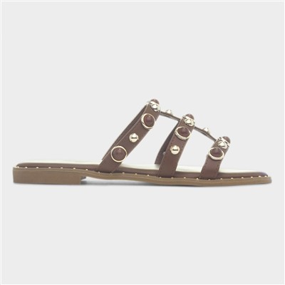 Womens Cloe Brown Flat Sandal