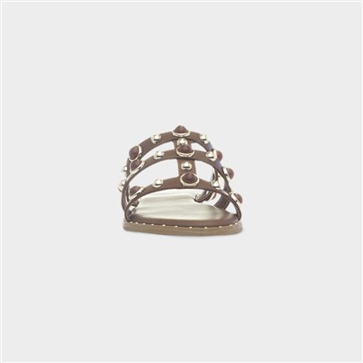 Womens Cloe Brown Flat Sandal