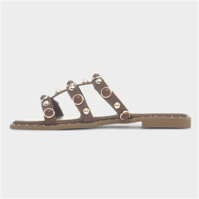 Womens Cloe Brown Flat Sandal
