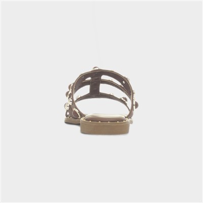 Womens Cloe Brown Flat Sandal