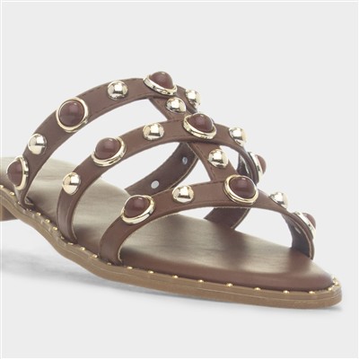 Womens Cloe Brown Flat Sandal
