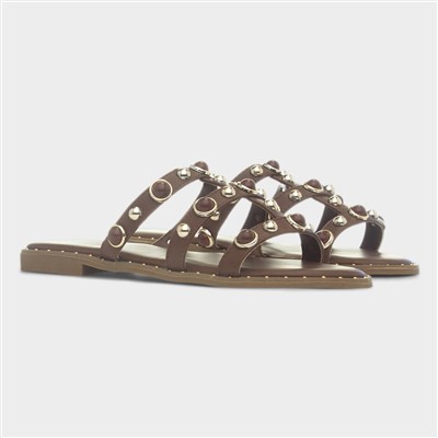 Womens Cloe Brown Flat Sandal
