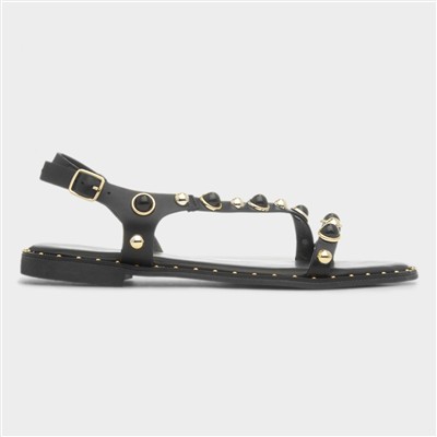 Hailey Womens Black Flat Sandal