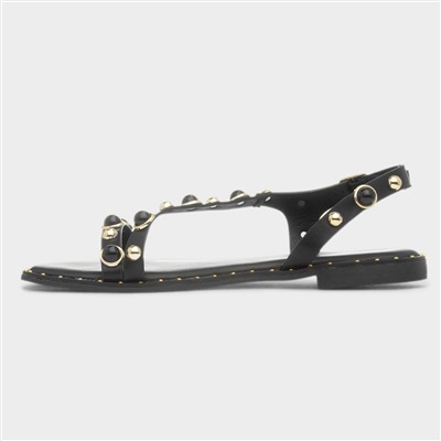 Hailey Womens Black Flat Sandal