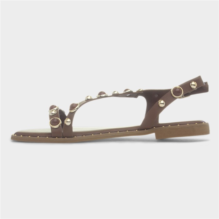 Hailey Womens Brown Flat Sandal