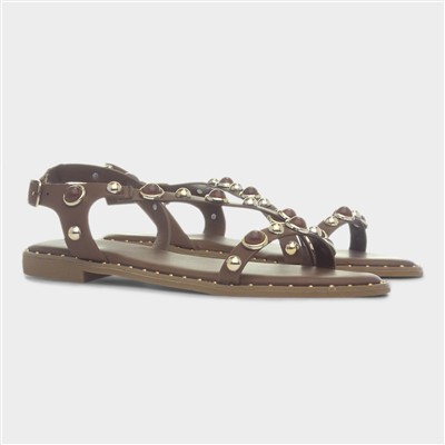 Hailey Womens Brown Flat Sandal
