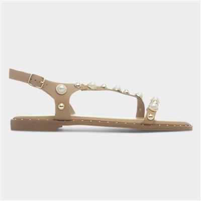 Hailey Womens Nude Flat Sandal