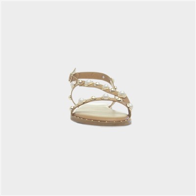 Hailey Womens Nude Flat Sandal