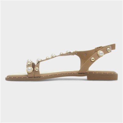 Hailey Womens Nude Flat Sandal