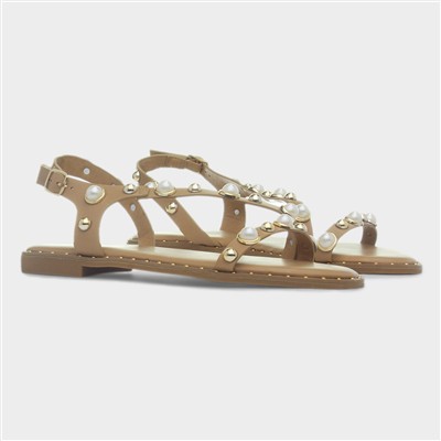 Hailey Womens Nude Flat Sandal