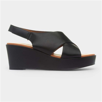 Lola Womens Black Wedge Sandal