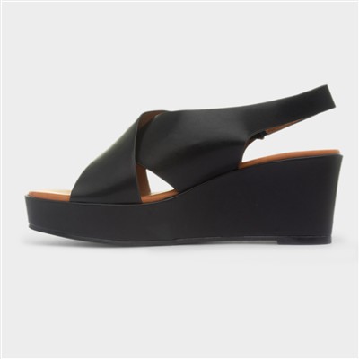 Lola Womens Black Wedge Sandal