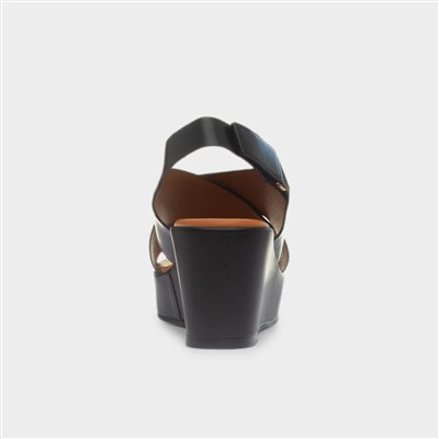 Lola Womens Black Wedge Sandal