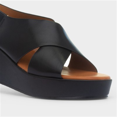 Lola Womens Black Wedge Sandal