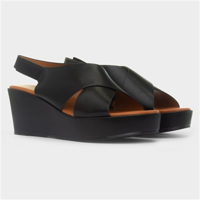 Lola Womens Black Wedge Sandal