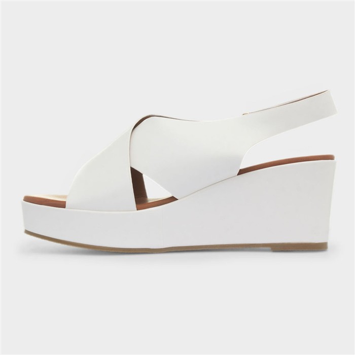 Lola Womens White Wedge Sandal