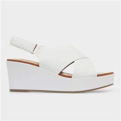 Lola Womens White Wedge Sandal