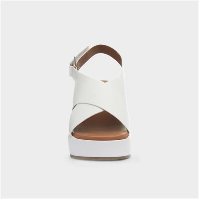 Lola Womens White Wedge Sandal