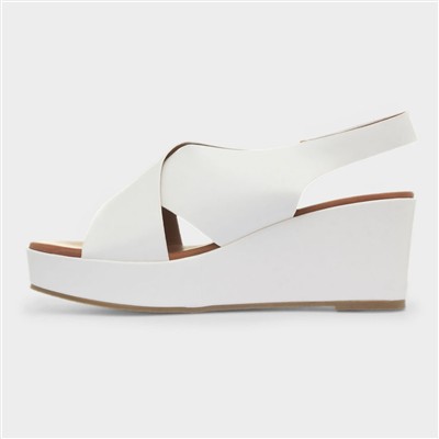 Lola Womens White Wedge Sandal