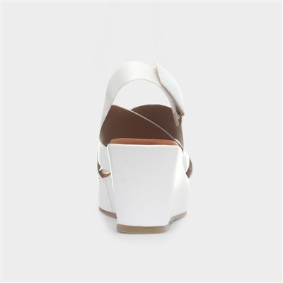Lola Womens White Wedge Sandal