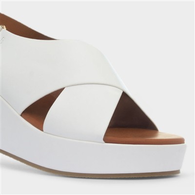 Lola Womens White Wedge Sandal