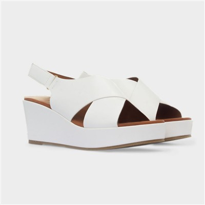 Lola Womens White Wedge Sandal