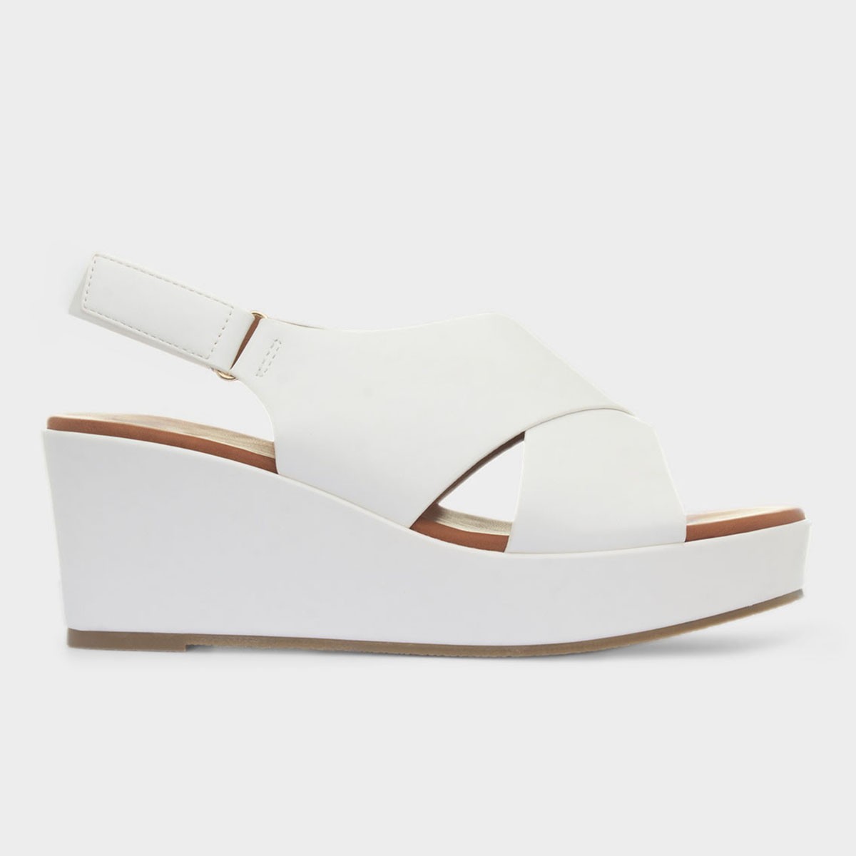Lola Womens White Wedge Sandal