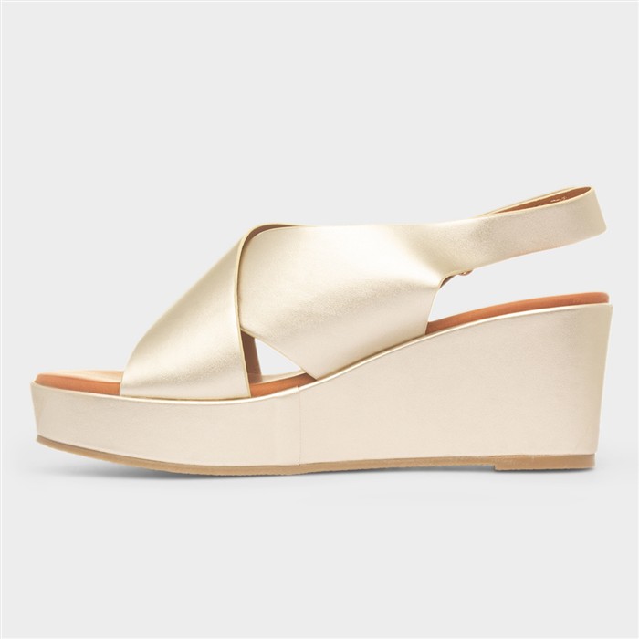 Lola Womens Gold Wedge Sandal