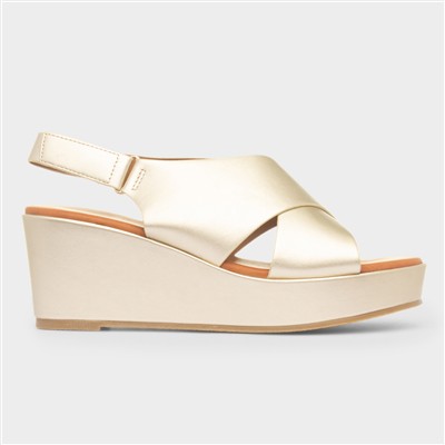Lola Womens Gold Wedge Sandal