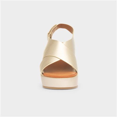 Lola Womens Gold Wedge Sandal