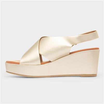 Lola Womens Gold Wedge Sandal