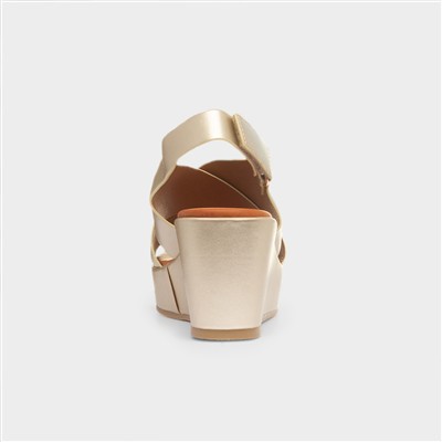 Lola Womens Gold Wedge Sandal