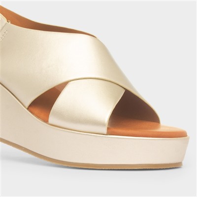 Lola Womens Gold Wedge Sandal