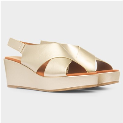 Lola Womens Gold Wedge Sandal