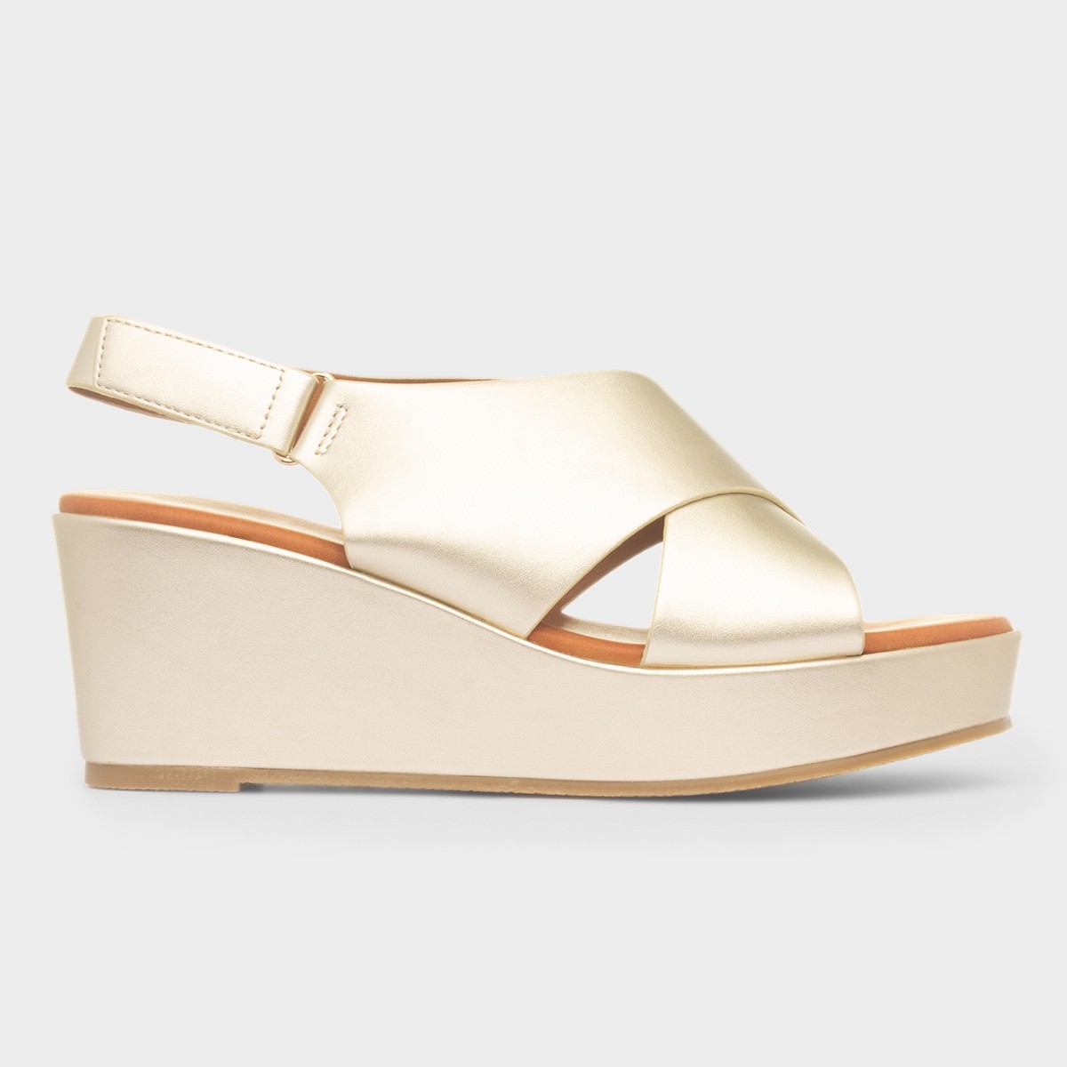 Lola Womens Gold Wedge Sandal