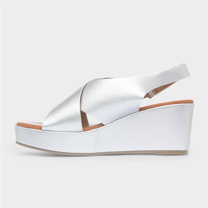 Lola Womens Silver Wedge Sandal