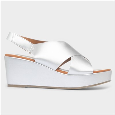 Lola Womens Silver Wedge Sandal